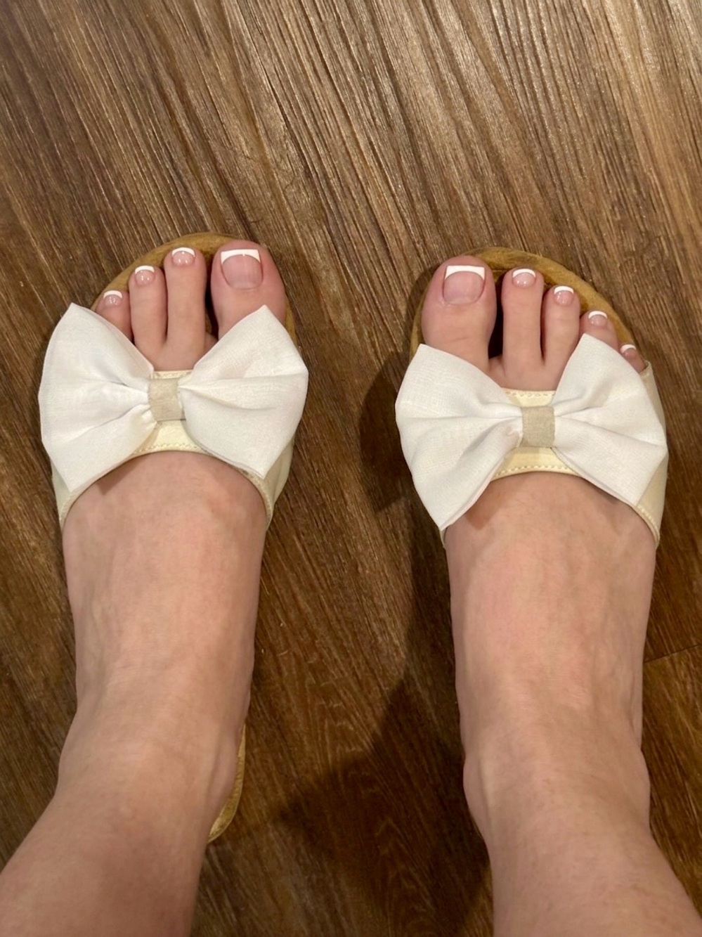 White Bow Slide Sandals with Feminine Bow Accent